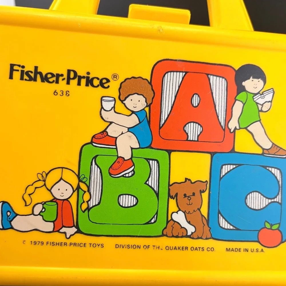 Fisher-Price‎ Vintage 1979 ABC Lunch Box Yellow Retro Kidcore 70s Storage Case